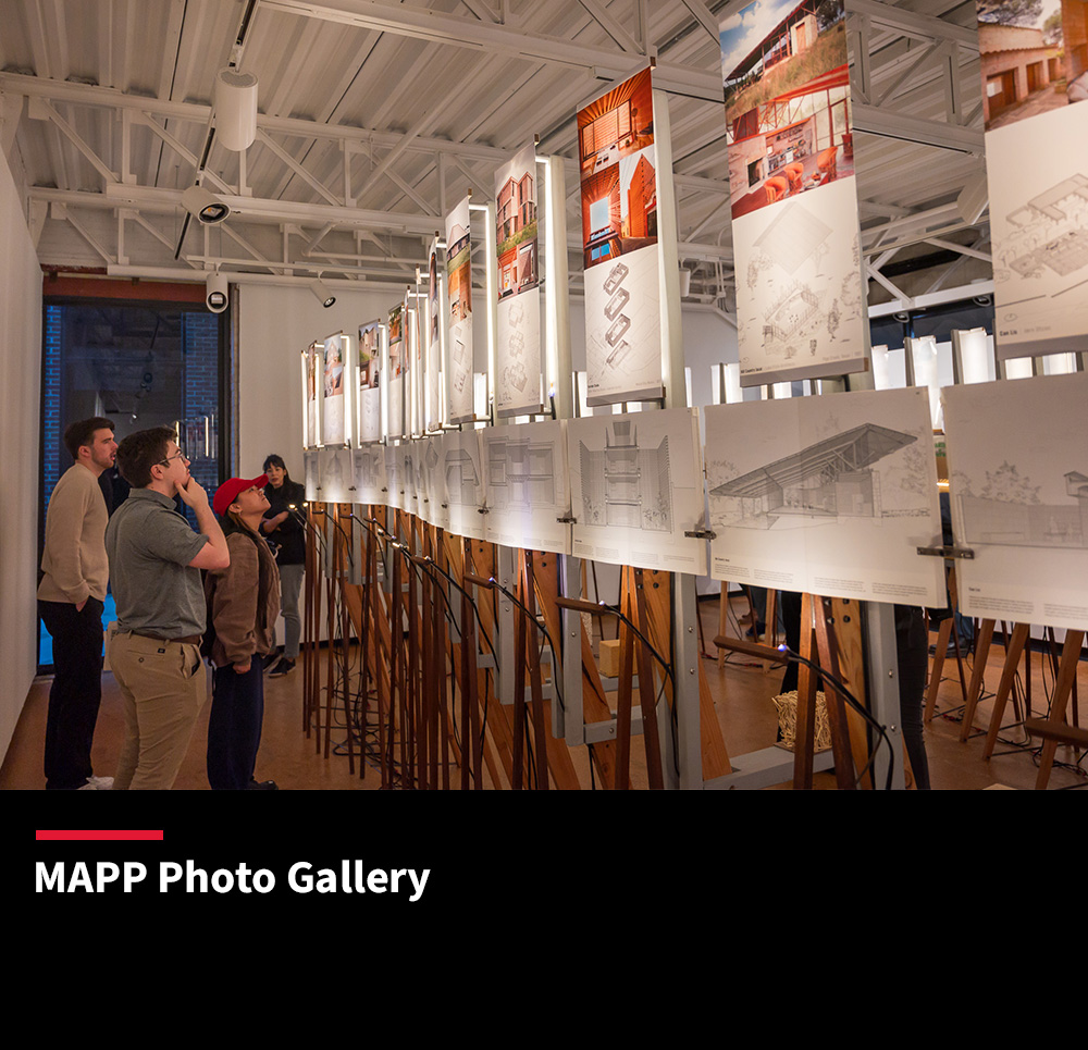 Students looking at a traveling exhibit