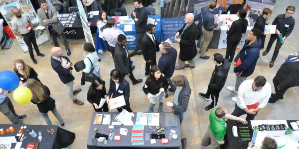 Career Fair view from the Mezzanine, down into the Great Space 