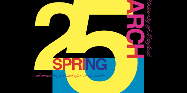 Spring 2025 Architecture Lecture series graphic in yellow, pink and cyan