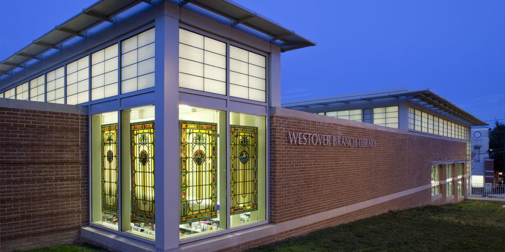 Stained glass at Reed School/Westover Library