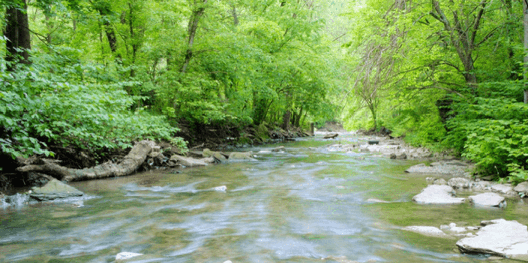 A timelapse photo of a river