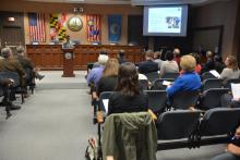 Students present coursework planned for Frederick to the Board of Alderman, Mayor and residents of Frederick.