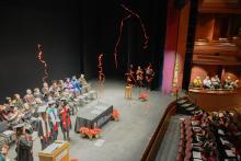 MAPP Commencement Fall 2019. Students on stage and streamers in the air.