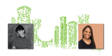 Abstract Green Buildings and Allison Albee and Jairus Matthews headshots