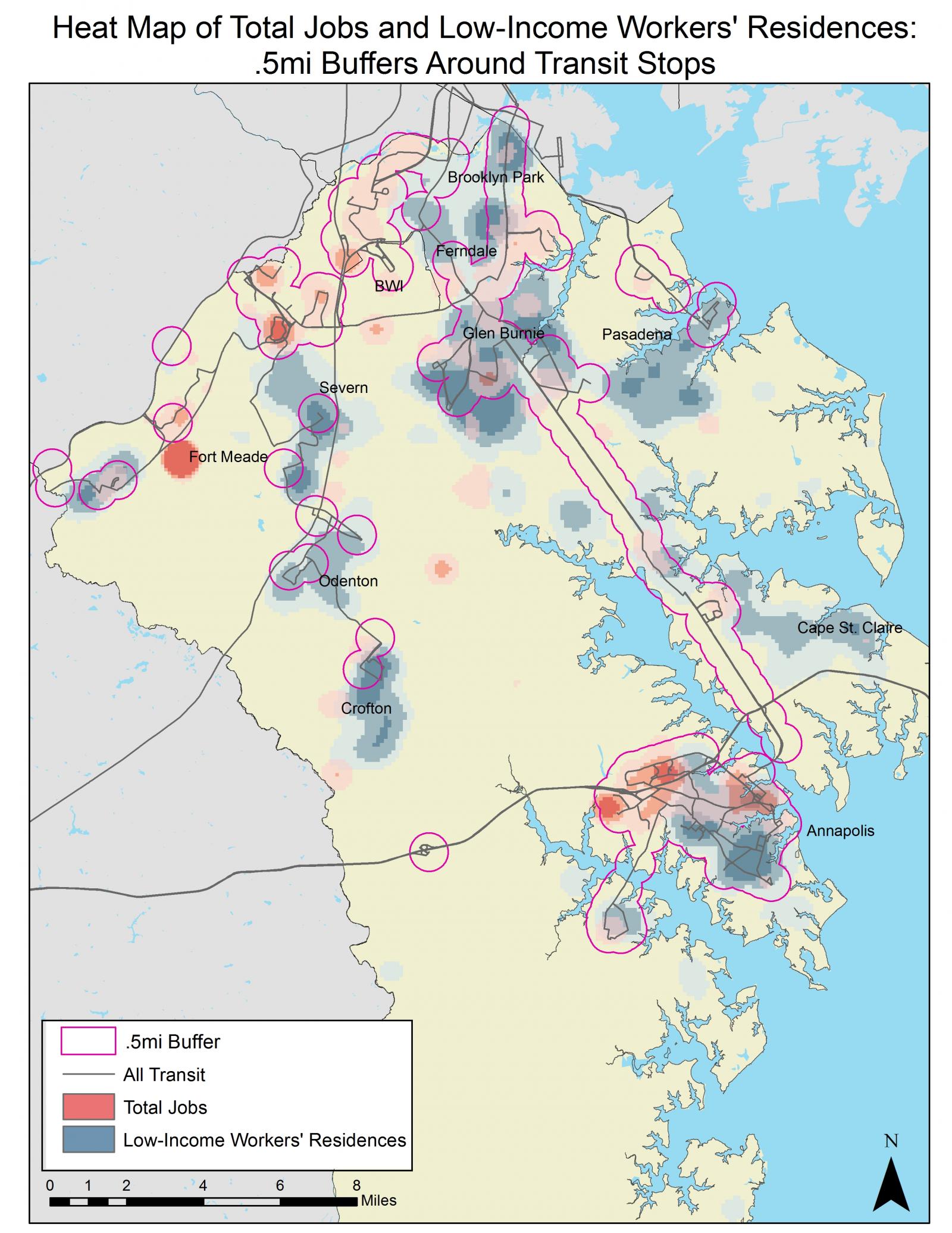 Final Heat Map total employment only with buffers