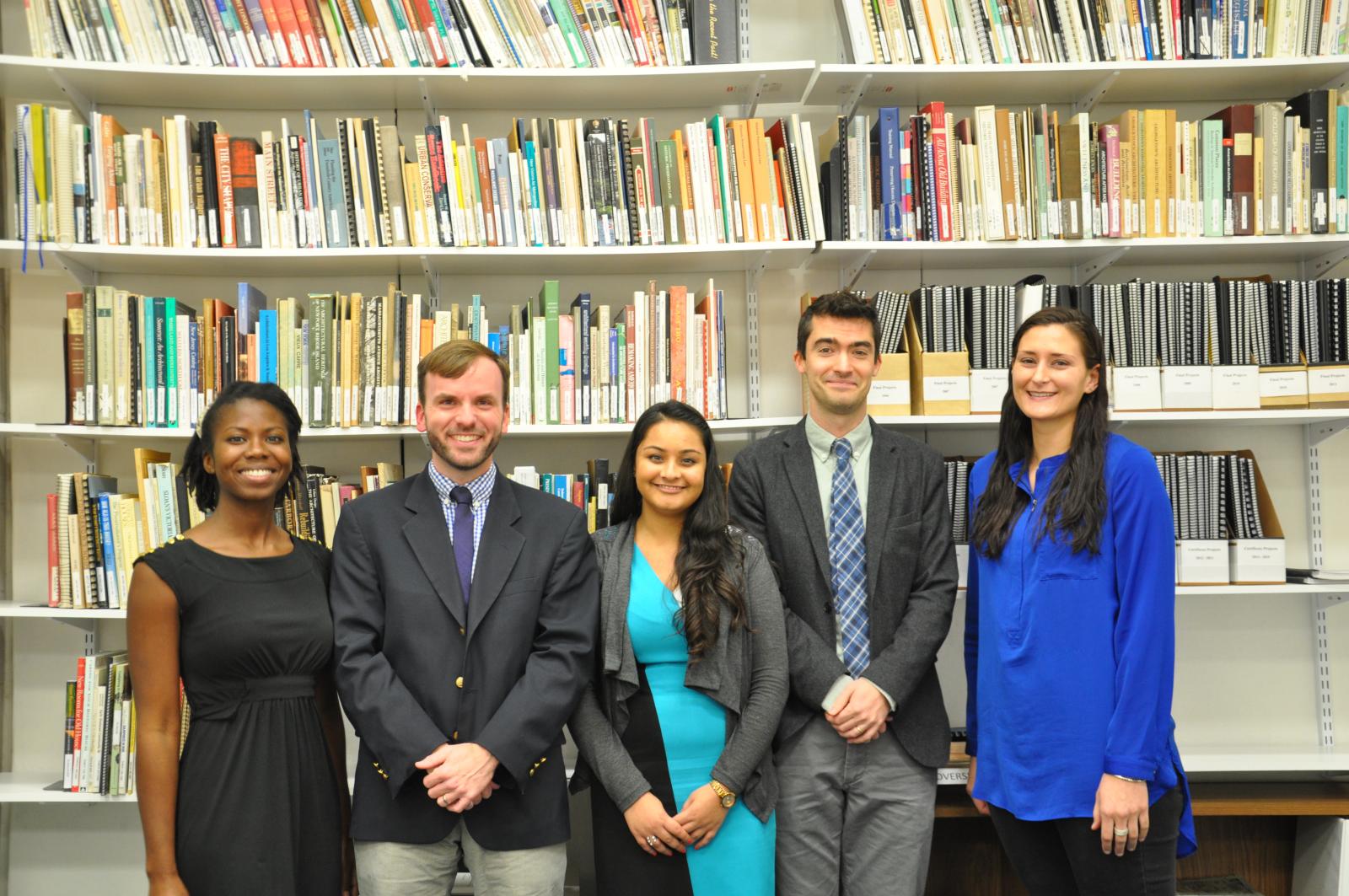 Caption: Students from HISP 650 Studio: Imania Price, Tom Gross, Sehba Imtiaz, Tyler Smith and Kate Kachovic.