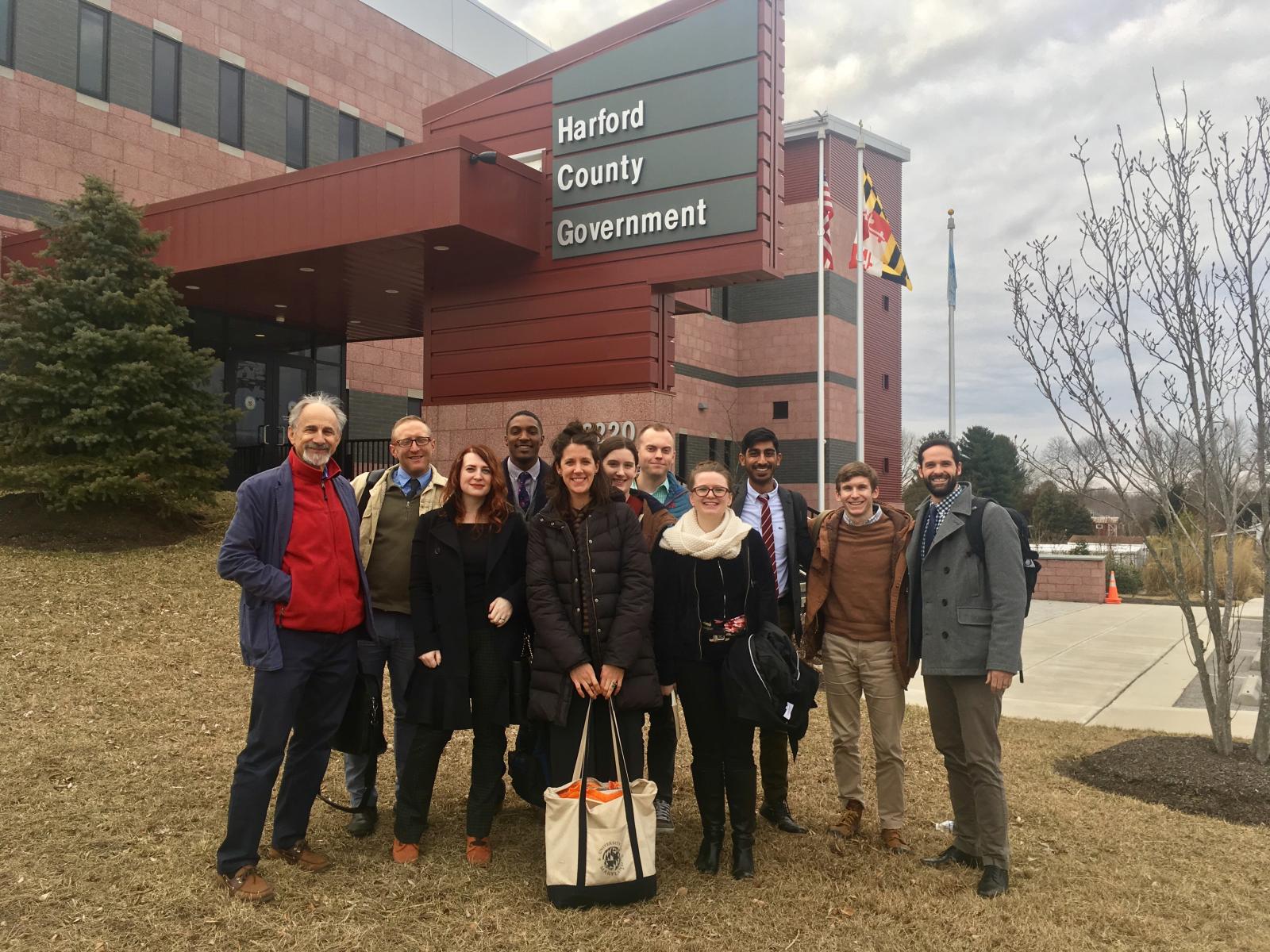 URSP students and faculty in front of Harford County Government.