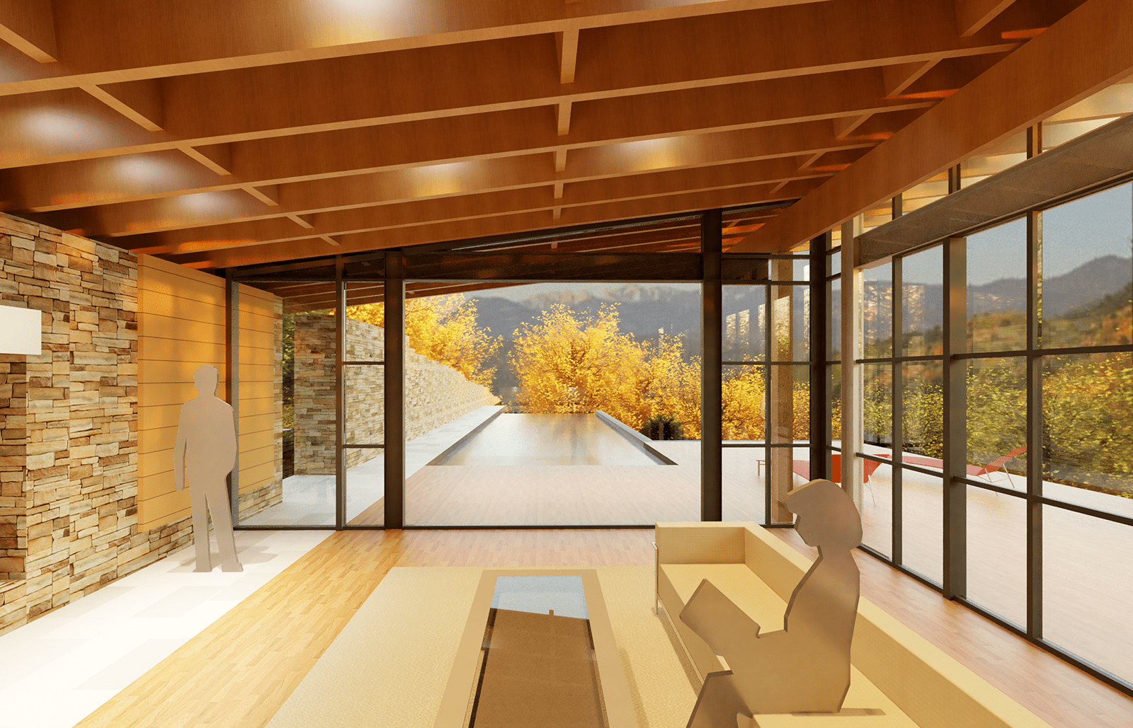 Rendering of Bohlin Cywinski Jackson’s Halls Ridge Knoll Guest House