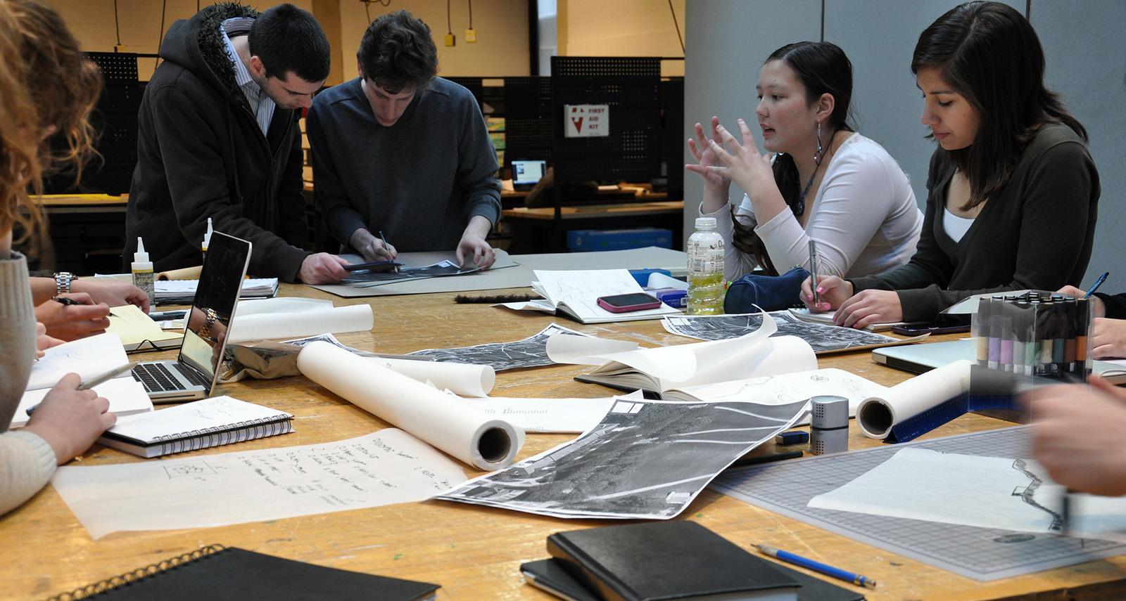 Students working at desk