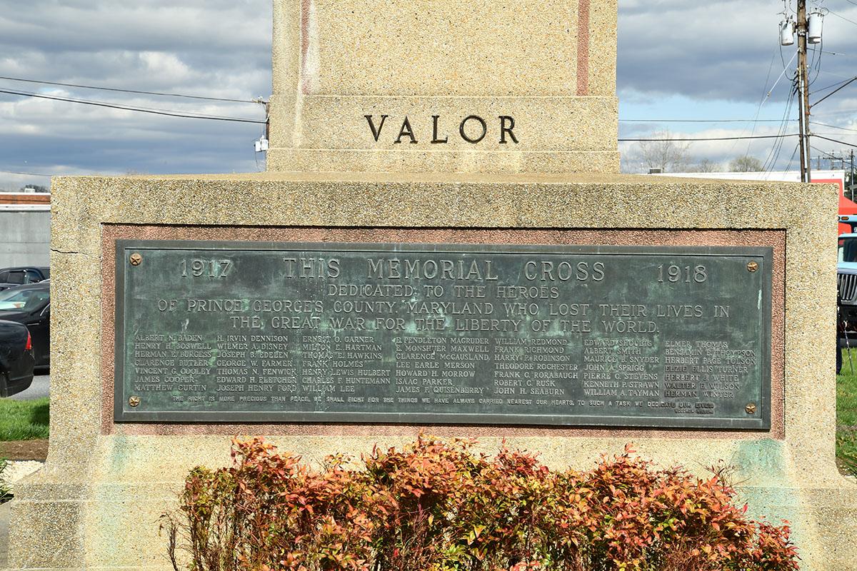 Peace Cross memorial plaque