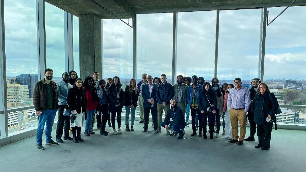 Colvin Institute field trip to Reston Town Center towers