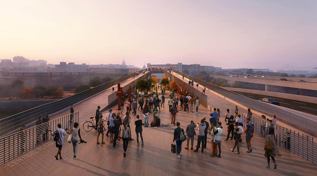 11th street bridge rendering during the sunset