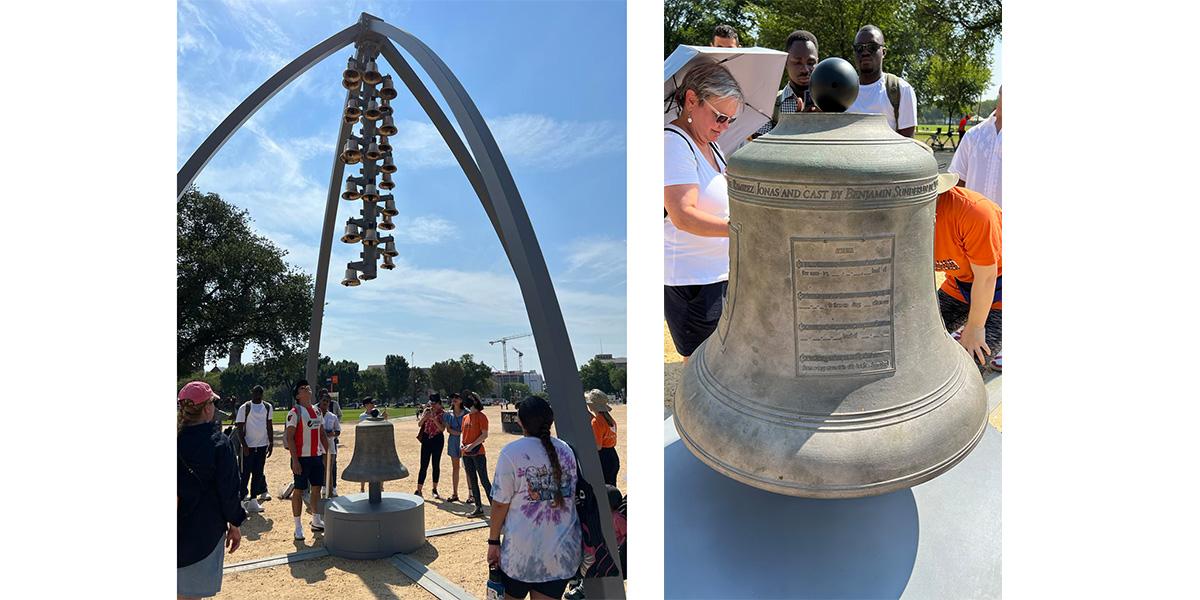 Collage of a bell as part of the Beyond Granite exhibit.