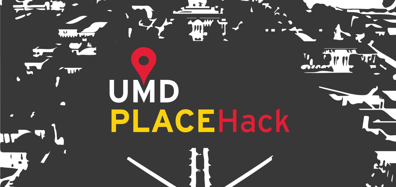 UMD PLACEHack logo on top of a graphic illustration of the UMD mall